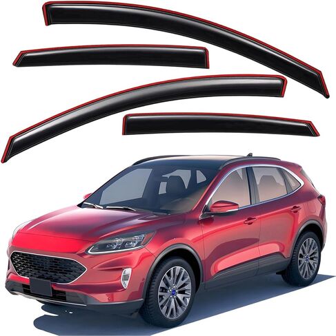 حاجب نافذة التهوية التلقائي Lightronic المتين الإضافي داخل القناة، يناسب 2020-2025 Ford Escape، واقي المطر للحماية من الأشعة فوق البنفسجية، عاكس الرياح الأصلي، سهل التركيب بدون حفر، دخان داكن، 4 قطع in Saudi Arabia
