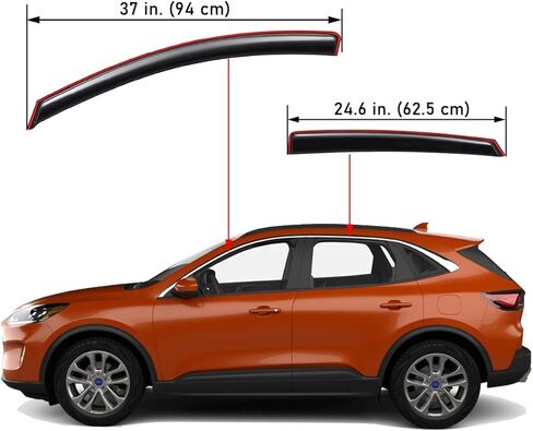 حاجب نافذة التهوية التلقائي Lightronic المتين الإضافي داخل القناة، يناسب 2020-2025 Ford Escape، واقي المطر للحماية من الأشعة فوق البنفسجية، عاكس الرياح الأصلي، سهل التركيب بدون حفر، دخان داكن، 4 قطع in Saudi Arabia