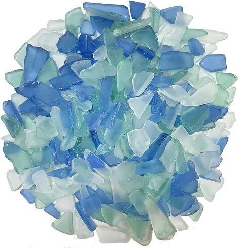 Crushed Sea Glass for Craft, 14Oz/400G Coastal Decor for Beach Wedding & Home, Frosted Flat Glass in Blue, White & Green in Saudi Arabia
