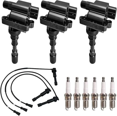 ENA Set of 3 Ignition Coil with 6 Iridium Spark Plug and Wire set Compatible with Kia Sedona XG300 XG350 3.0L 3.5L Replacement for UF432 in Saudi Arabia