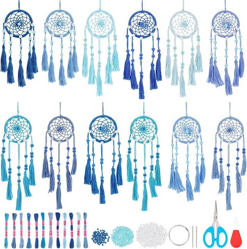 24PCS DIY Small Dream Catcher Kits for Beginners Colorful Handmade Dreamcatcher Kit for Starters DIY Mini Ornament Making Kit for Bedroom Car Mirror Keychain bag Bohemian Decoration Craft Gift in Saudi Arabia
