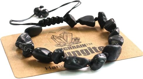 Shungite Crystal Protection Bracelet for Women - Adjustable Braided Rope, Healing Stone in Kuwait