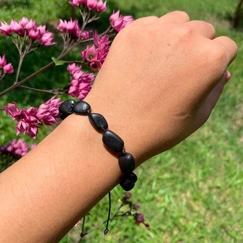 Shungite Crystal Protection Bracelet for Women - Adjustable Braided Rope, Healing Stone in Kuwait