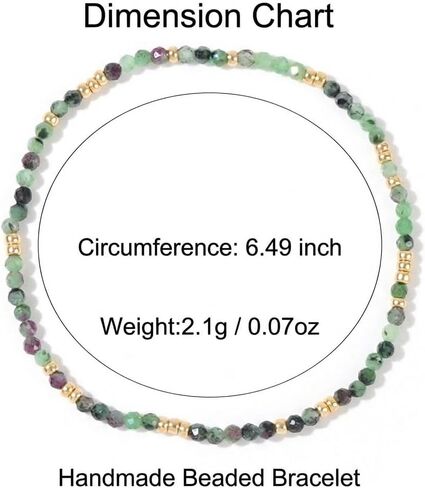 Natural Ruby Zoisite Beaded Bracelet - Faceted Gemstone Beads - Gold-Tone Accents - Women's Jewelry(B-B24071904D-A-1) in Saudi Arabia