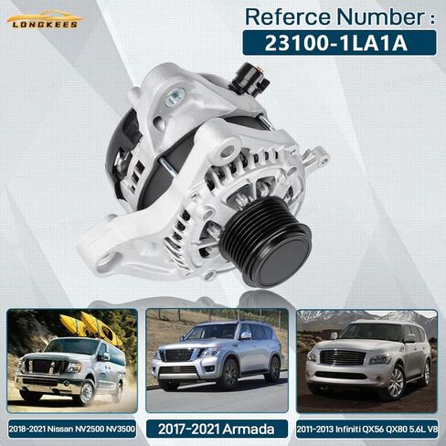 مولد 150 أمبير مناسب لـ 2017-2021 Nissan Armada، 2018-2021 NV2500 NV3500 5.6L، مناسب لـ 2014-2021 Infiniti QX80 QX56، استبدل 23100-1LA1A A2TX1491، 12V 7-Groove Clutch Pulley in Saudi Arabia