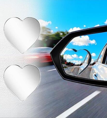 قطعتان من مرايا النقطة العمياء، زجاج عالي الدقة على شكل قلب محدب بزاوية 360 درجة مرآة رؤية خلفية جانبية، ملحقات سيارة لطيفة للنساء على شكل قلب هدايا عيد الحب لأساسيات السيارة لصديقتك in Kuwait