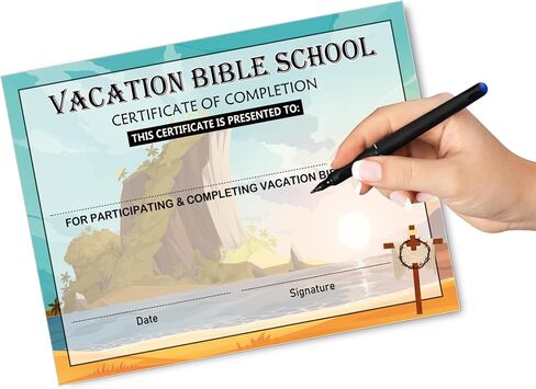 Pop Resin Vacation Bible School Certificate Cards of Completion Award 8.5x11 Inch - VBS Certificate of Completion Colorful Graduation Diploma Achievement Certificates 25 Pack in Saudi Arabia