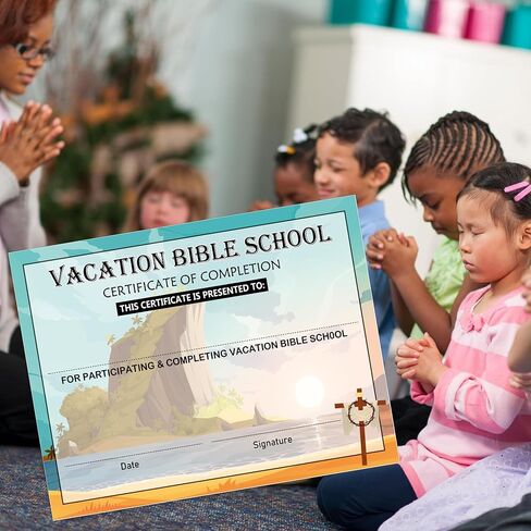 Pop Resin Vacation Bible School Certificate Cards of Completion Award 8.5x11 Inch - VBS Certificate of Completion Colorful Graduation Diploma Achievement Certificates 25 Pack in Saudi Arabia