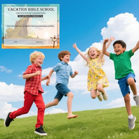 Pop Resin Vacation Bible School Certificate Cards of Completion Award 8.5x11 Inch - VBS Certificate of Completion Colorful Graduation Diploma Achievement Certificates 25 Pack in Saudi Arabia