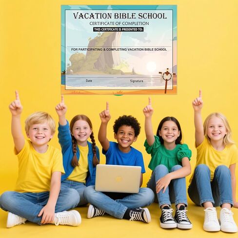 Pop Resin Vacation Bible School Certificate Cards of Completion Award 8.5x11 Inch - VBS Certificate of Completion Colorful Graduation Diploma Achievement Certificates 25 Pack in Saudi Arabia