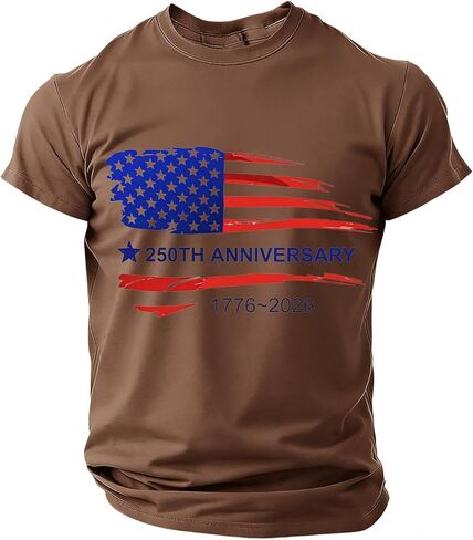 تي شيرت 250 عامًا من الحرية - قميص رجالي أمريكا 250th Anniversary ذو رقبة دائرية وقمصان American Falg للرجال، S-4XL in Kuwait