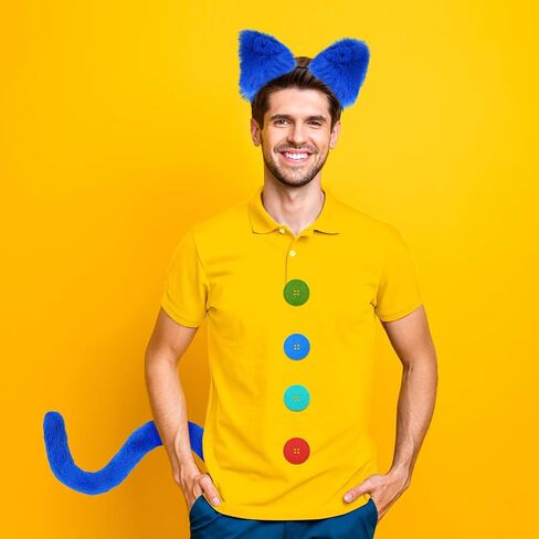 Halloween Cat Costume for Men Women Include Shirt,Cat Ears Headband,Cat Tail,Sticker and Sunglasses in Saudi Arabia
