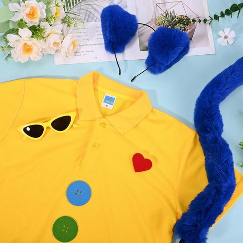 Halloween Cat Costume for Men Women Include Shirt,Cat Ears Headband,Cat Tail,Sticker and Sunglasses in Saudi Arabia