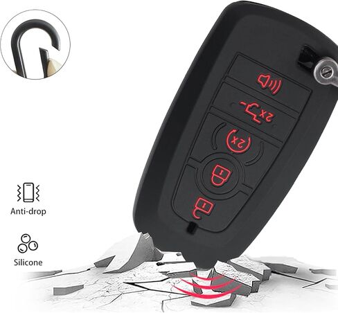 غطاء Key Fob مناسب لـ Ford 2026-2018 F150 F250 F350 F450 F550 F650 F750 - حافظة تحكم عن بعد من السيليكون متوافقة مع Explorer Expedition Fusion Mustang Edge Escape (زر أزرق وأحمر) in Kuwait
