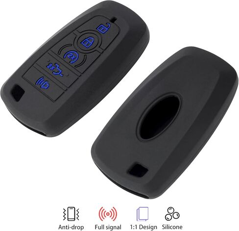 غطاء Key Fob مناسب لـ Ford 2026-2018 F150 F250 F350 F450 F550 F650 F750 - حافظة تحكم عن بعد من السيليكون متوافقة مع Explorer Expedition Fusion Mustang Edge Escape (زر أزرق وأحمر) in Kuwait
