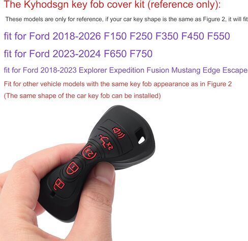 غطاء Key Fob مناسب لـ Ford 2026-2018 F150 F250 F350 F450 F550 F650 F750 - حافظة تحكم عن بعد من السيليكون متوافقة مع Explorer Expedition Fusion Mustang Edge Escape (زر أزرق وأحمر) in Kuwait