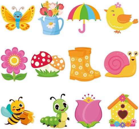 48 قطعة من قصاصات الورق الربيعية، قطع زهور فراشة لطيفة على شكل فراشة الربيع لتزيين لوحة الإعلانات المنزلية والمكتب والمدرسة DIY الحرفية ولوحة السبورة الجدارية ونافذة الباب وديكور لوحة الإعلانات in Kuwait