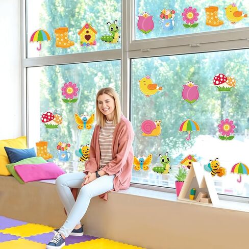 48 قطعة من قصاصات الورق الربيعية، قطع زهور فراشة لطيفة على شكل فراشة الربيع لتزيين لوحة الإعلانات المنزلية والمكتب والمدرسة DIY الحرفية ولوحة السبورة الجدارية ونافذة الباب وديكور لوحة الإعلانات in Kuwait