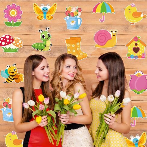 48 قطعة من قصاصات الورق الربيعية، قطع زهور فراشة لطيفة على شكل فراشة الربيع لتزيين لوحة الإعلانات المنزلية والمكتب والمدرسة DIY الحرفية ولوحة السبورة الجدارية ونافذة الباب وديكور لوحة الإعلانات in Kuwait