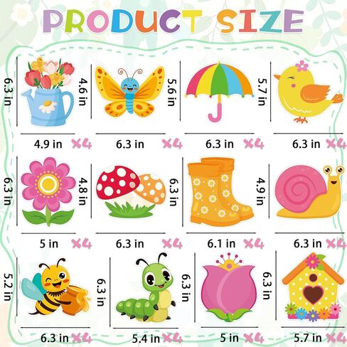 48 قطعة من قصاصات الورق الربيعية، قطع زهور فراشة لطيفة على شكل فراشة الربيع لتزيين لوحة الإعلانات المنزلية والمكتب والمدرسة DIY الحرفية ولوحة السبورة الجدارية ونافذة الباب وديكور لوحة الإعلانات in Kuwait