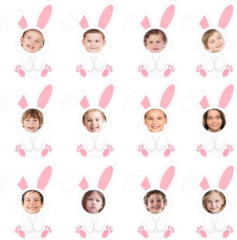 FOBSME 72 Pcs Easter Bunny Cutouts Paper Bunny Bulletin Board Decorations DIY Easter Rabbit Paper Cutouts with Glue Points for Photo Crafts Spring Holiday Classroom Party Decorations,6.3x4.49 Inch in Saudi Arabia