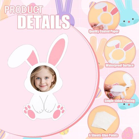 FOBSME 72 Pcs Easter Bunny Cutouts Paper Bunny Bulletin Board Decorations DIY Easter Rabbit Paper Cutouts with Glue Points for Photo Crafts Spring Holiday Classroom Party Decorations,6.3x4.49 Inch in Saudi Arabia