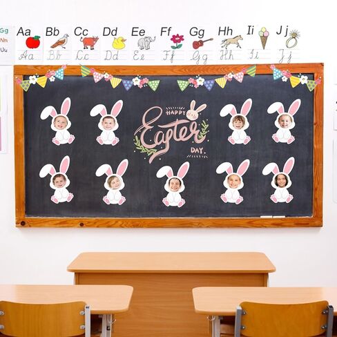 FOBSME 72 Pcs Easter Bunny Cutouts Paper Bunny Bulletin Board Decorations DIY Easter Rabbit Paper Cutouts with Glue Points for Photo Crafts Spring Holiday Classroom Party Decorations,6.3x4.49 Inch in Saudi Arabia