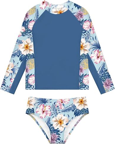 Vogseek Girls 2 Piece Swimsuits Long Sleeve Rashguard Bathing Suits Size 5-12Y in Saudi Arabia