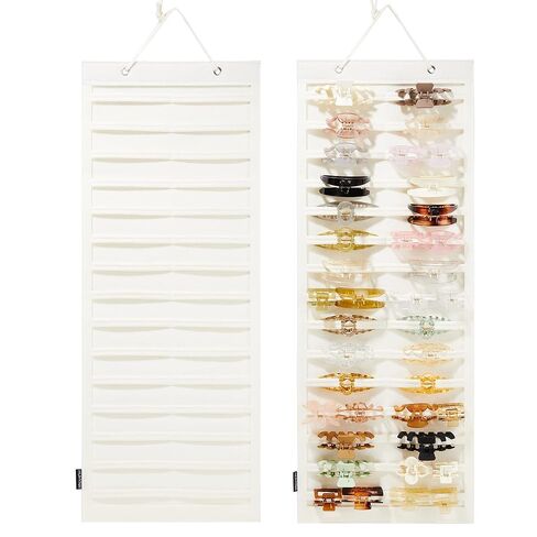 Hanging Hair Claw Clips Organizer, Claw Clips Organizers and Storage for Women Girls, Hair Claw Clips Holder for Wall, Door, Closet(NO ACCESSORIES INCLUDED) (30 Stripes-Beige) in Saudi Arabia