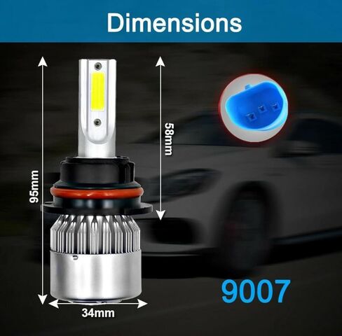 2PCS 9007/9004HB5 Car LED Light, 6500K 3800LM Super Bright High and Low Beam Bulb C6 LED Fog Light Headlight Bulb Replacement, Plug & Play, Car/trucks in Saudi Arabia