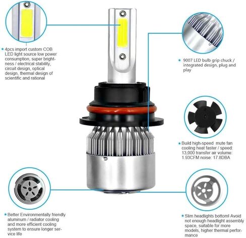 2PCS 9007/9004HB5 Car LED Light, 6500K 3800LM Super Bright High and Low Beam Bulb C6 LED Fog Light Headlight Bulb Replacement, Plug & Play, Car/trucks in Saudi Arabia