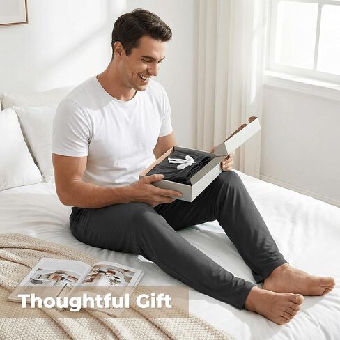 Mens Pajama Pants - Moisture Wicking Bamboo Viscose Cotton Soft Cooling Sleep Bottoms for Home & Lounge in Saudi Arabia