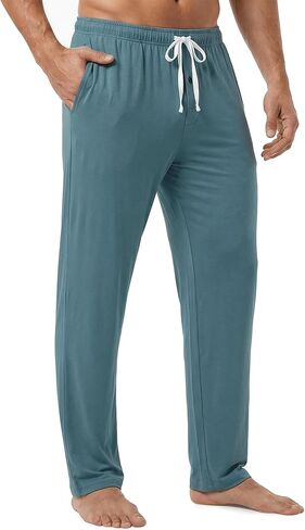 Mens Pajama Pants - Moisture Wicking Bamboo Viscose Cotton Soft Cooling Sleep Bottoms for Home & Lounge in Saudi Arabia