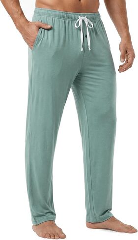 Mens Pajama Pants - Moisture Wicking Bamboo Viscose Cotton Soft Cooling Sleep Bottoms for Home & Lounge in Saudi Arabia
