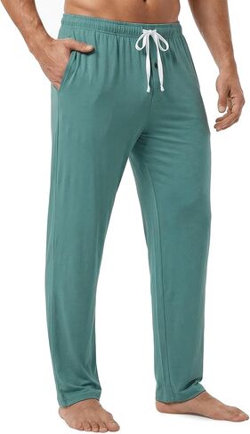 Mens Pajama Pants - Moisture Wicking Bamboo Viscose Cotton Soft Cooling Sleep Bottoms for Home & Lounge in Saudi Arabia