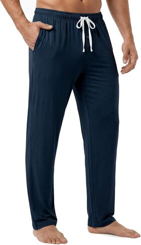 Mens Pajama Pants - Moisture Wicking Bamboo Viscose Cotton Soft Cooling Sleep Bottoms for Home & Lounge in Saudi Arabia