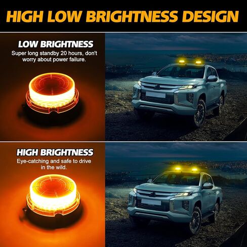 OPP ULITE Rechargeable Amber Led Strobe Lights 2 in 1 Wireless Battery, 17 Flashing Mode High Low Brightness, 48pcs Led, 24W Hazard Beacon Flash Safety Emergency Warning Light for Vehicles Trucks in Saudi Arabia