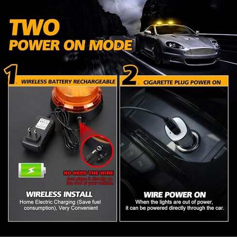 OPP ULITE Rechargeable Amber Led Strobe Lights 2 in 1 Wireless Battery, 17 Flashing Mode High Low Brightness, 48pcs Led, 24W Hazard Beacon Flash Safety Emergency Warning Light for Vehicles Trucks in Saudi Arabia