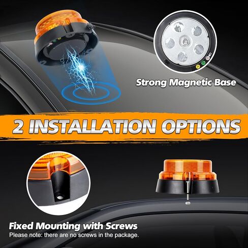 OPP ULITE Rechargeable Amber Led Strobe Lights 2 in 1 Wireless Battery, 17 Flashing Mode High Low Brightness, 48pcs Led, 24W Hazard Beacon Flash Safety Emergency Warning Light for Vehicles Trucks in Saudi Arabia