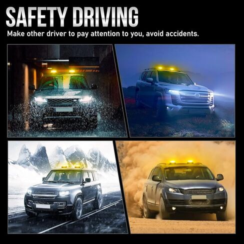 OPP ULITE Rechargeable Amber Led Strobe Lights 2 in 1 Wireless Battery, 17 Flashing Mode High Low Brightness, 48pcs Led, 24W Hazard Beacon Flash Safety Emergency Warning Light for Vehicles Trucks in Saudi Arabia