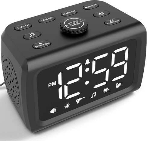 ساعة منبه بصوت عالٍ للغاية 115 ديسيبل من Peakeep للنوم الثقيل، 6 أصوات استيقاظ، مدة إنذار/غفوة 5-30 دقيقة، باهتة تلقائية/يدوية، توصيل ساعة غرفة النوم الرقمية الكهربائية مع شاحن USB، بطارية احتياطية in Kuwait