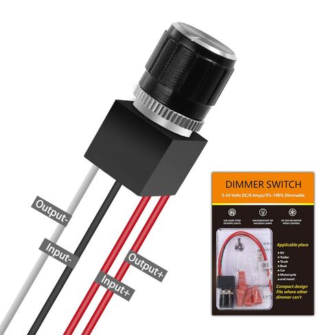 ALOVECO 12 فولت DC Dimmer Switch PWM لأضواء LED RV الداخلية، 5-24 فولت LED أضواء قبة السقف باهتة ومفتاح للتخييم، والمركبات الترفيهية، والهالوجين، والسيارات، والشاحنات، والإضاءة البحرية والشريطية in Kuwait