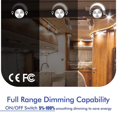 ALOVECO 12 فولت DC Dimmer Switch PWM لأضواء LED RV الداخلية، 5-24 فولت LED أضواء قبة السقف باهتة ومفتاح للتخييم، والمركبات الترفيهية، والهالوجين، والسيارات، والشاحنات، والإضاءة البحرية والشريطية in Kuwait