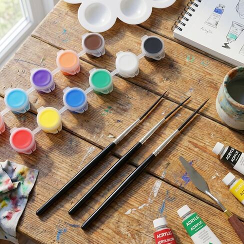 3 Pcs Script Pinstripe Brushes, Extra Long Fine Scroll Pinstriping Brush, Rigger Script Liner Brushes for Watercolor Acrylic Model and Miniature Painting in Saudi Arabia