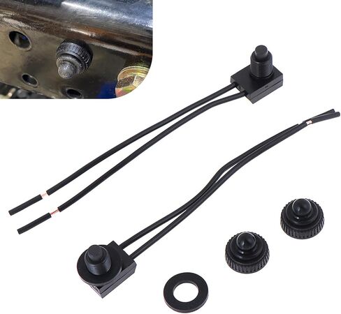 2PCS Waterproof RV Push Button Switch, 12V Wired Miniature Light-Duty Toggle Switch for Motorcycle Car Truck Boat Marine KP107 (Black) in Saudi Arabia