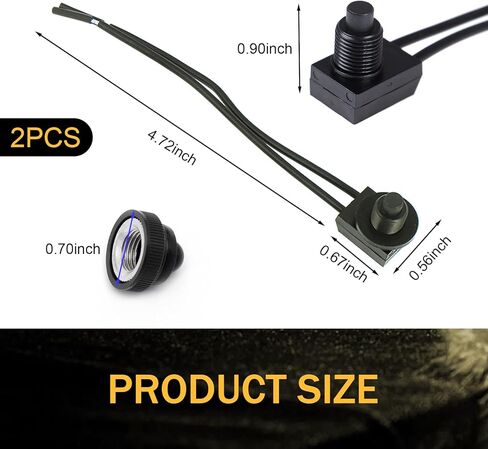 2PCS Waterproof RV Push Button Switch, 12V Wired Miniature Light-Duty Toggle Switch for Motorcycle Car Truck Boat Marine KP107 (Black) in Saudi Arabia