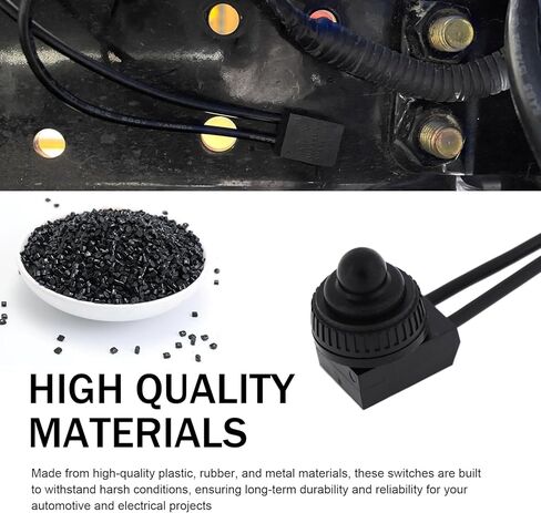 2PCS Waterproof RV Push Button Switch, 12V Wired Miniature Light-Duty Toggle Switch for Motorcycle Car Truck Boat Marine KP107 (Black) in Saudi Arabia