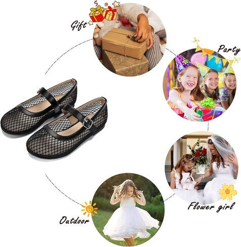 أحذية Koppu للفتيات الشبكية Mary Jane Ballet Flats المريحة والأحذية المدرسية للأطفال الصغار والأطفال الصغار in Kuwait