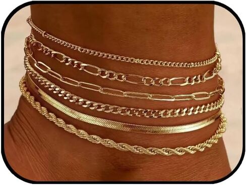 Plus Size Ankle Bracelet – Adjustable 10-12 Inch Extra Large Gold Anklet for Women with Big Ankles 14K Real Gold Plated Cuban Link Figaro Chain Summer Beach Foot Jewelry Gift in Saudi Arabia