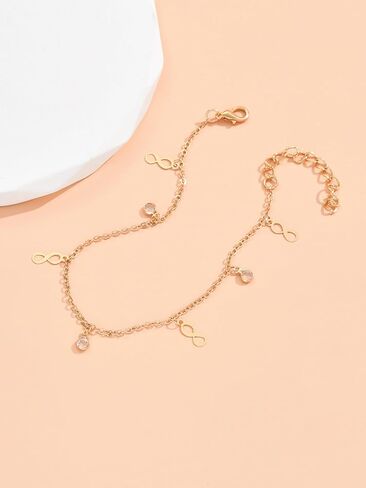 Anklet for Women Gold Plated Chain Dainty Rhinestone Charms Foot Accessories Simple Jewelry for Vacation in Saudi Arabia